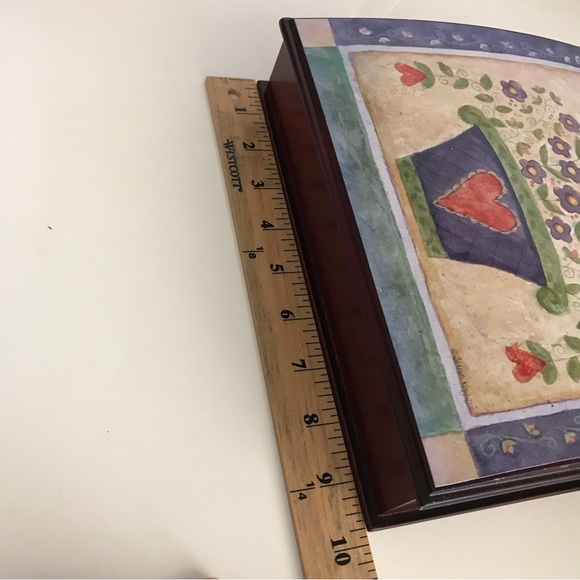 Wooden Jewelry Box Theresa Kogut Print Folk Art Flower Basket - Vintage - Picture 11 of 14